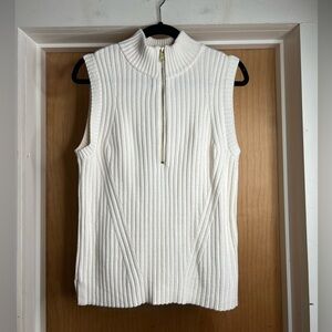 Talbots Women’s Cream Ribbed Half-Zip Sweater Vest. Size: Xtra Small
